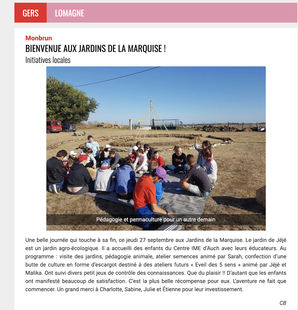 « BIENVENUE AUX JARDINS DE LA MARQUISE ! »